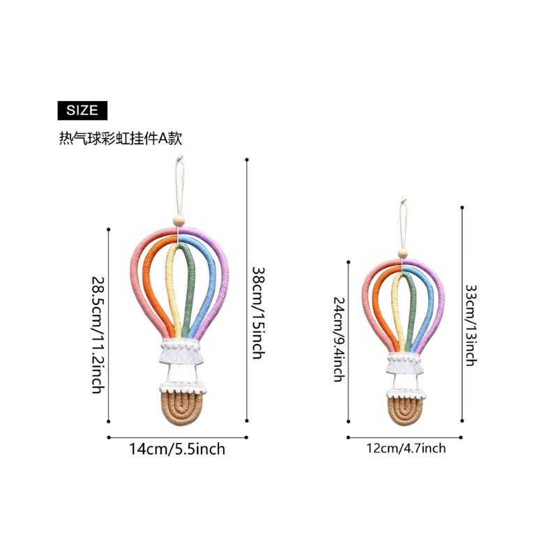 INS Macrame Rainbow Hot Air Balloon Hanging Decoration Rainbow Balloon Wall Decor for Kids Room Scandinavian Room Decor