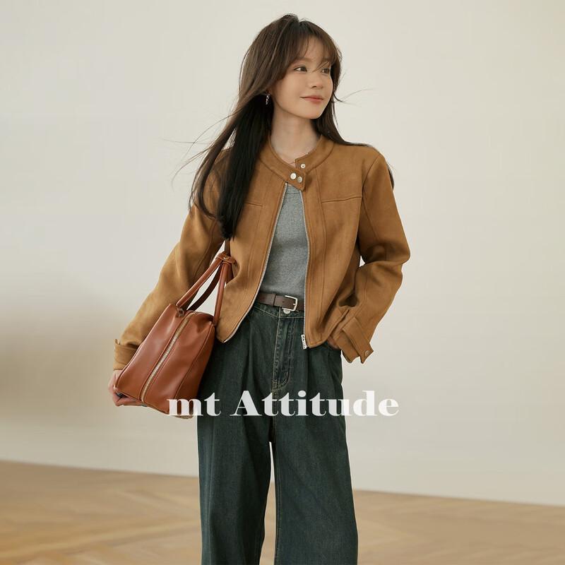 

Women s Petite Retro Suede Biker Jacket S