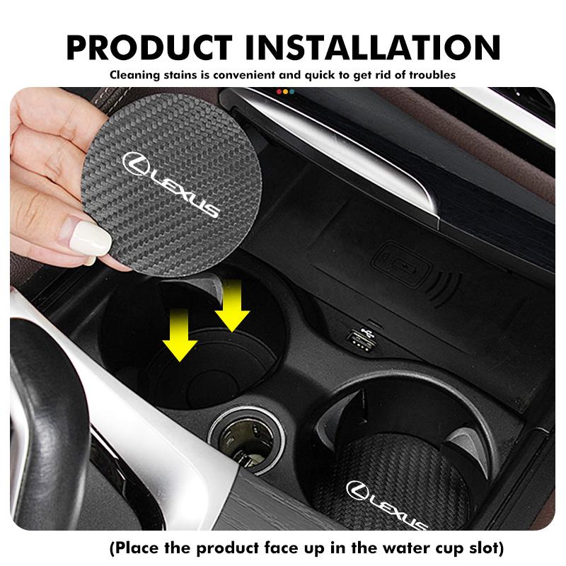 For Lexus 2Pcs Car Coaster Water Cup Anti-slip Pad Mat RX350 IS300 ES250 ES200 ES330 ES350 IS250 GS300 CT200H