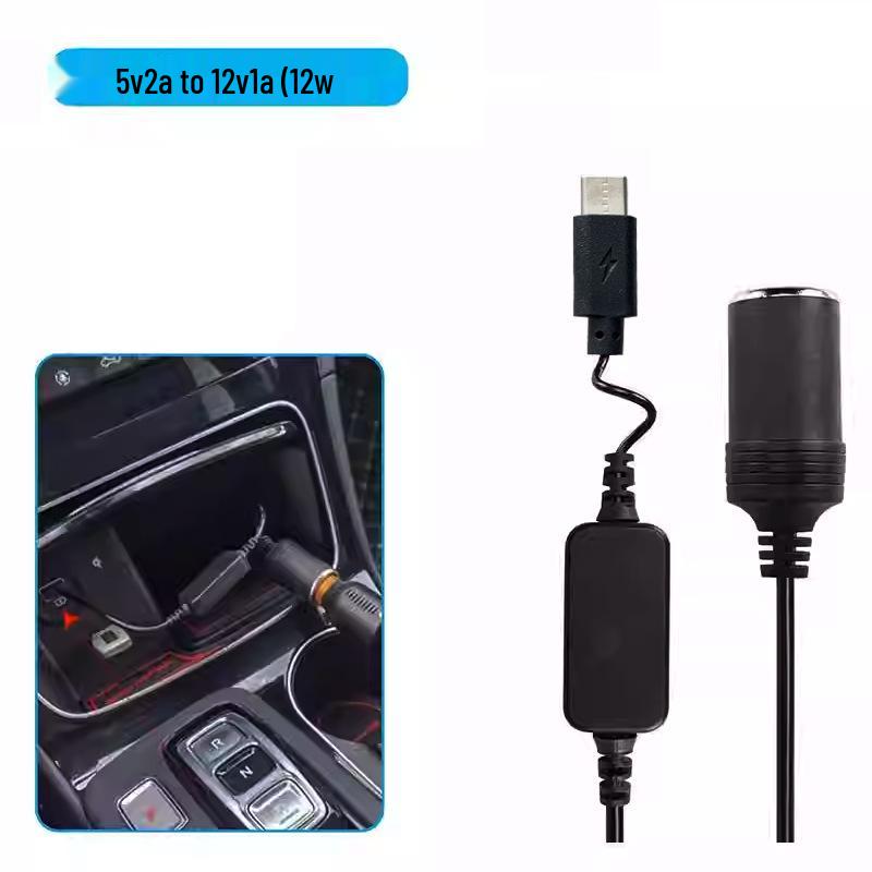 5V to 12V Type-C Car Cigarette Lighter Female Socket Charger for Dash Cam & Air Purifier.