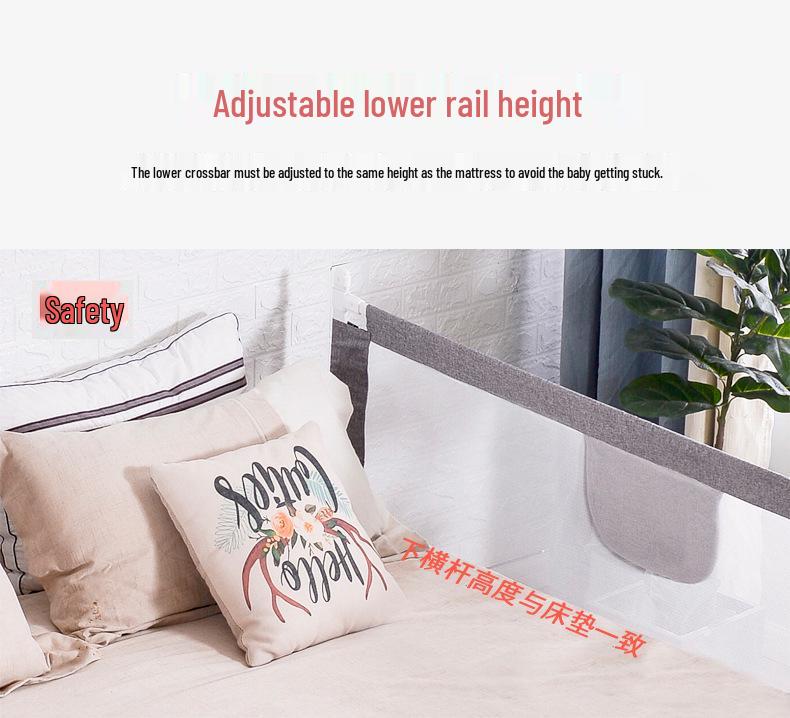 3-Sided Baby Bed Guardrail with Vertical Lifting for Safety & Anti-Collision
