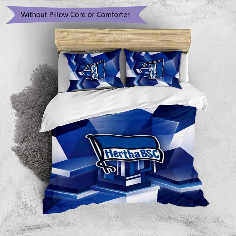 Hertha BSC FC Set Biancheria da Letto Stampato 3 Pezzi Traspirante Copripiumino con Federe Biancheria da Letto Decorativa per Camera da Letto Casa