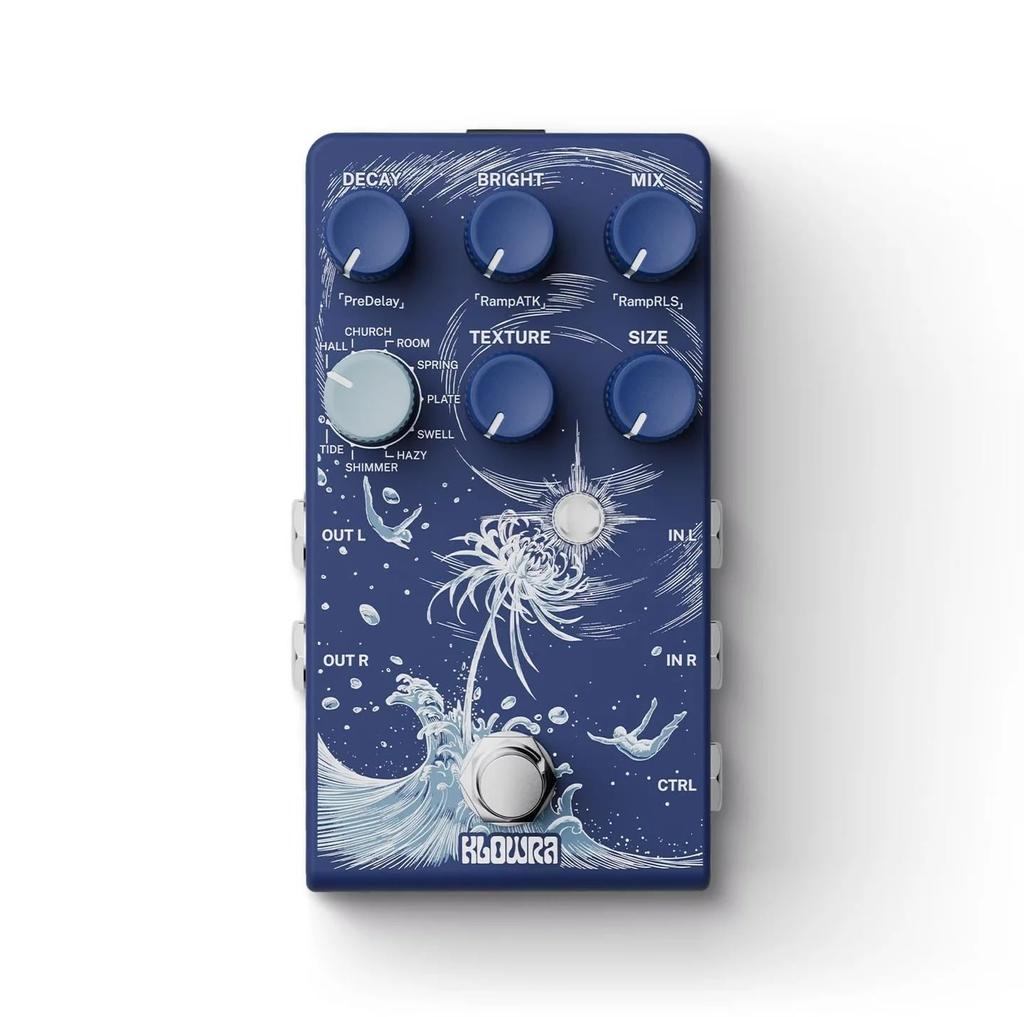 Klowra Limbo Reverb Stereo Pedal Digital Guitar Pedal with 9 Stereo Ambient Reverb Analog True Freeze and Expression Pedal Support Reverb/Guitar