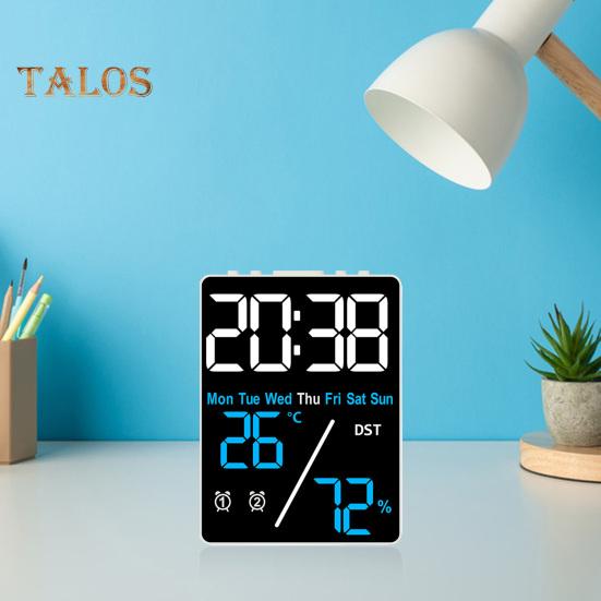 Large Digital Wall Clock Compact Design Portable Battery Powered Temperature Display LED Alarm Clock with Big Digits