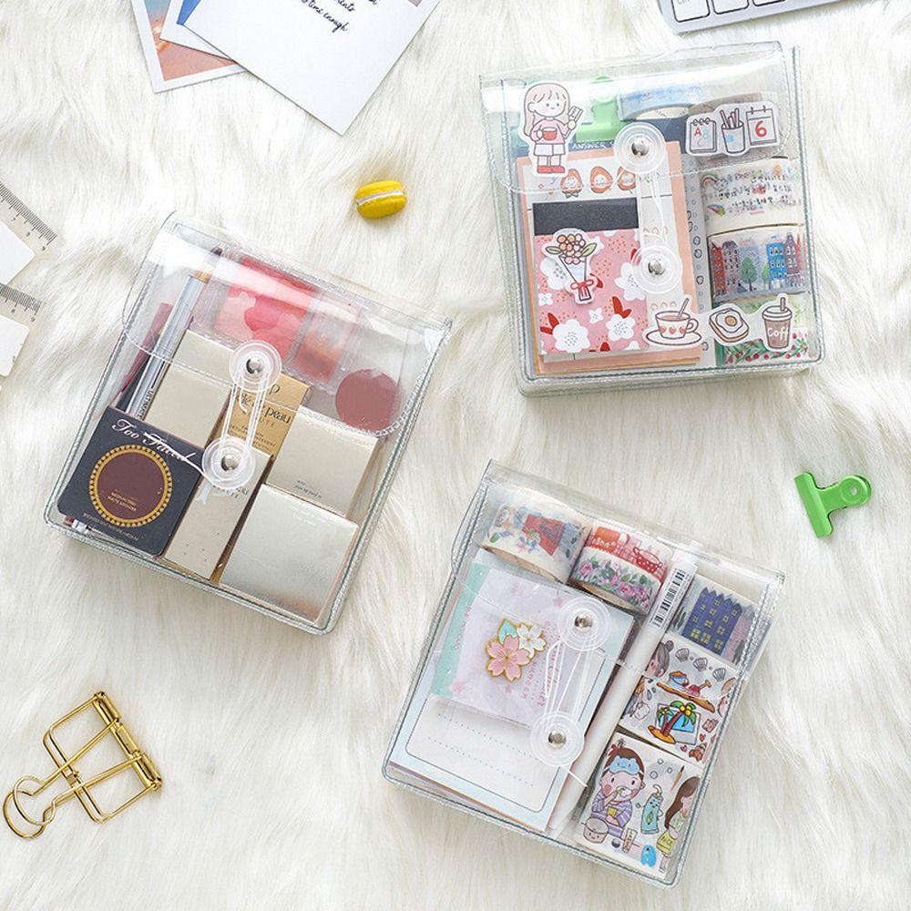Large Capacity Transparent Storage Bag Waterproof Stationery Stickers Bag Journal Supplies