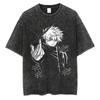 Oversized Short-Sleeve T-Shirt Featuring Character Art of Satoru Gojo from Jujutsu Kaisen, Accompanied by Electric Lightning Effects