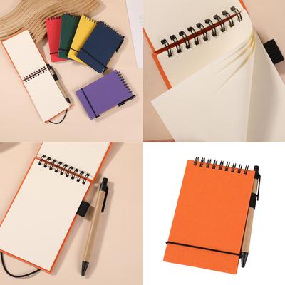 Small Pocket Notepads with Elastic Strap 3X4.5Inch Twin Coil Binding Notebook 50 Sheets Unruled for Journaling Sketching