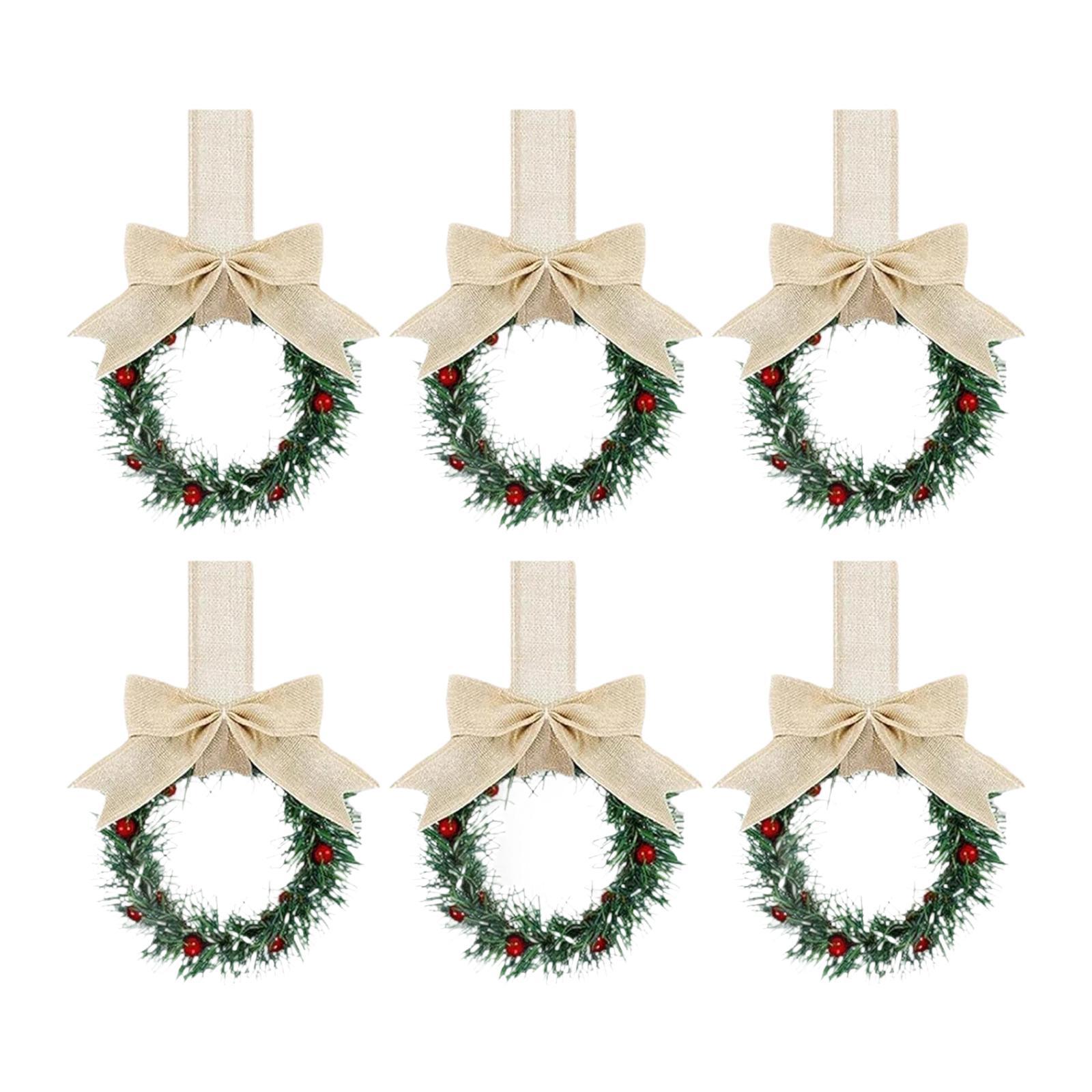 6Pcs Christmas Cabinet Wreaths Artificial Wreath Centerpiece Hanging Wreath Garlands for Holiday Wedding Wall