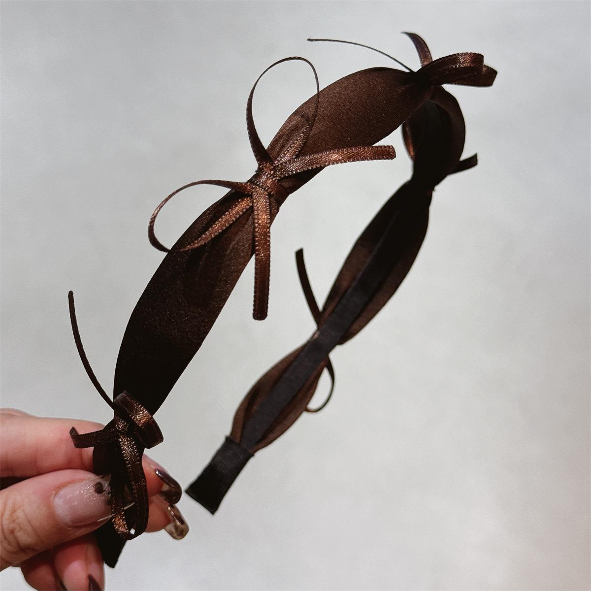 

1 шт. Элегантная атласная повязка на голову с бантом во французском стиле, Модный аксессуар для волос из искусственного шелка для женщин, Изысканный и женственный вид