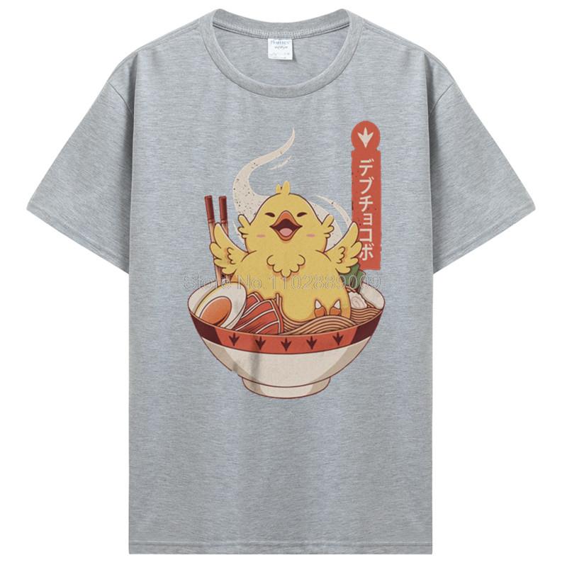Lustiges Fettes Chocobo Ramen Final Fantasy T-Shirt Übergroß Baumwolle Kurzarm Benutzerdefiniertes T-Shirt Herren Hip Hop T-Shirt Tees Streetwear