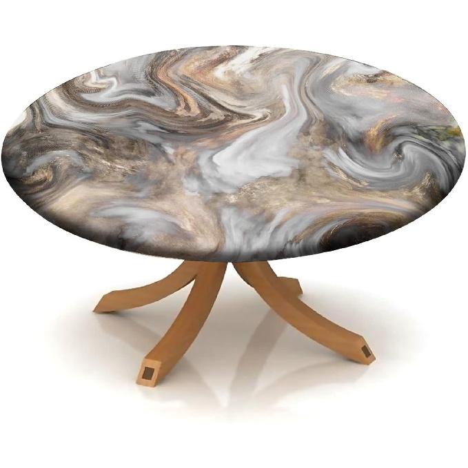 

Мраморная Круглая Скатерть на Резинке, Чехол на Стол с Эластичным Краем для Использования в Помещении и на Открытом Воздухе, Скатерти из Ткани с Акварельным Рисунком в Ретро Стиле для Стола 40 -44 , Песочно-коричневый