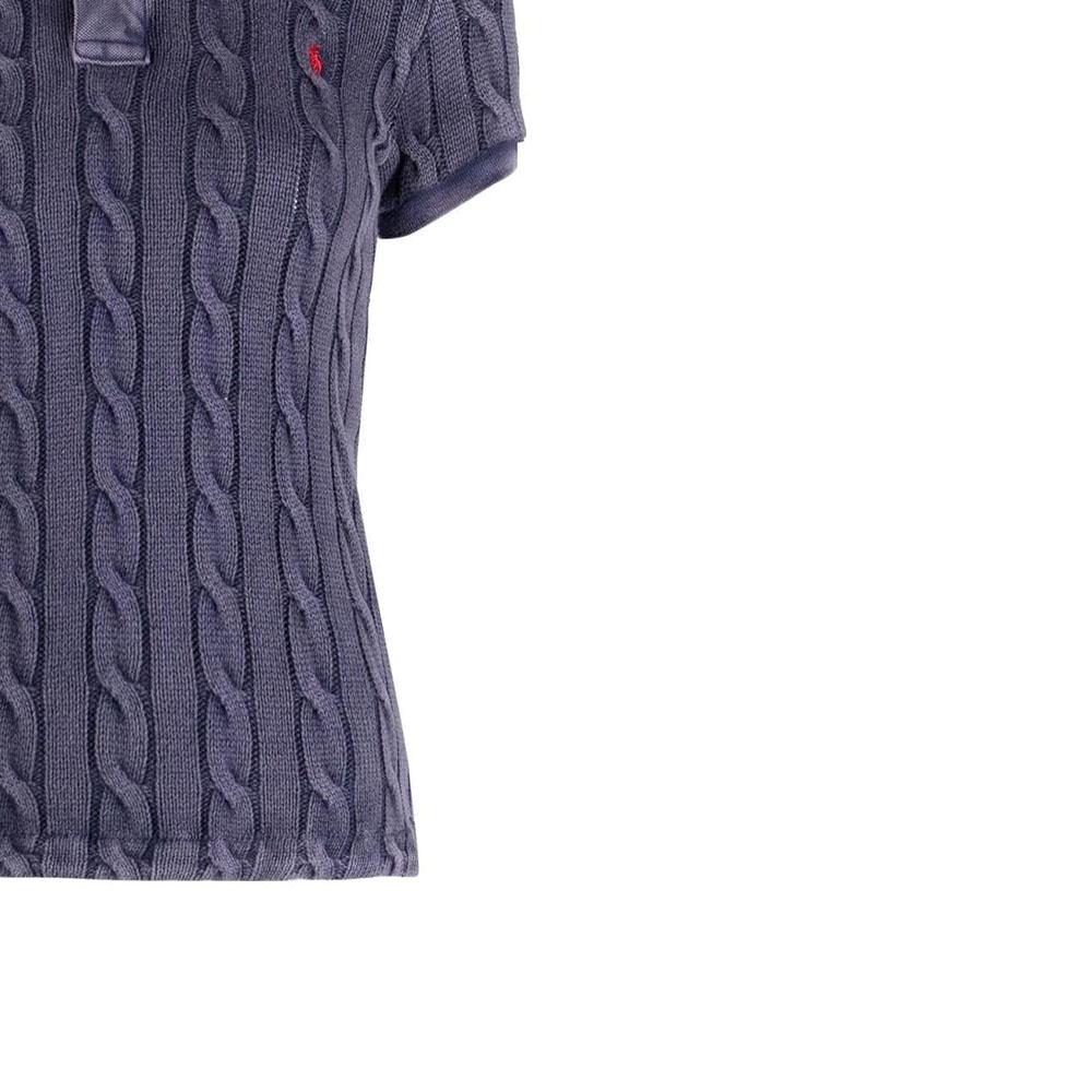 Polo Ralph Lauren SS23 Solid Logo Textured Print Short Sleeve Polo Shirt Women Tops Blue 211891579-002