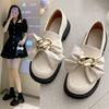 Women's Casual Leather Shoes College Style Bow Comfortable Walking Shoes Princess Shoes