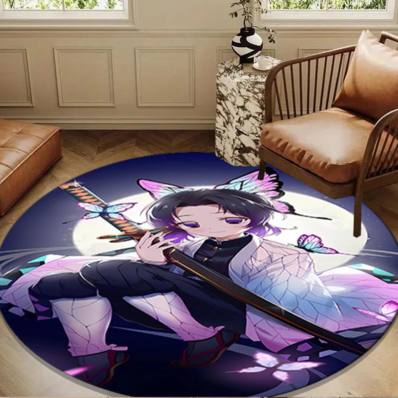 Vibrant Anime Characters Round Rug for Livingroom,Bedroom, Palyroom, Chair Rug, Area rug, Circle Carpet, Large Size Fan Christmas gift