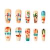24pcs Medium Ballet 3D Beach Design Press On Nail Summer False Nail Acrylic Nail Manicure Nail Decors French Art Tips