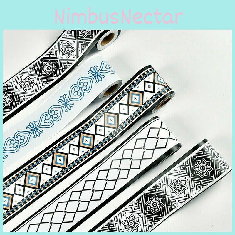 Durable Pvc Self-adhesive Wall Border Sticker Waterproof Vinyl Wallpaper Blackwhite 5/10m