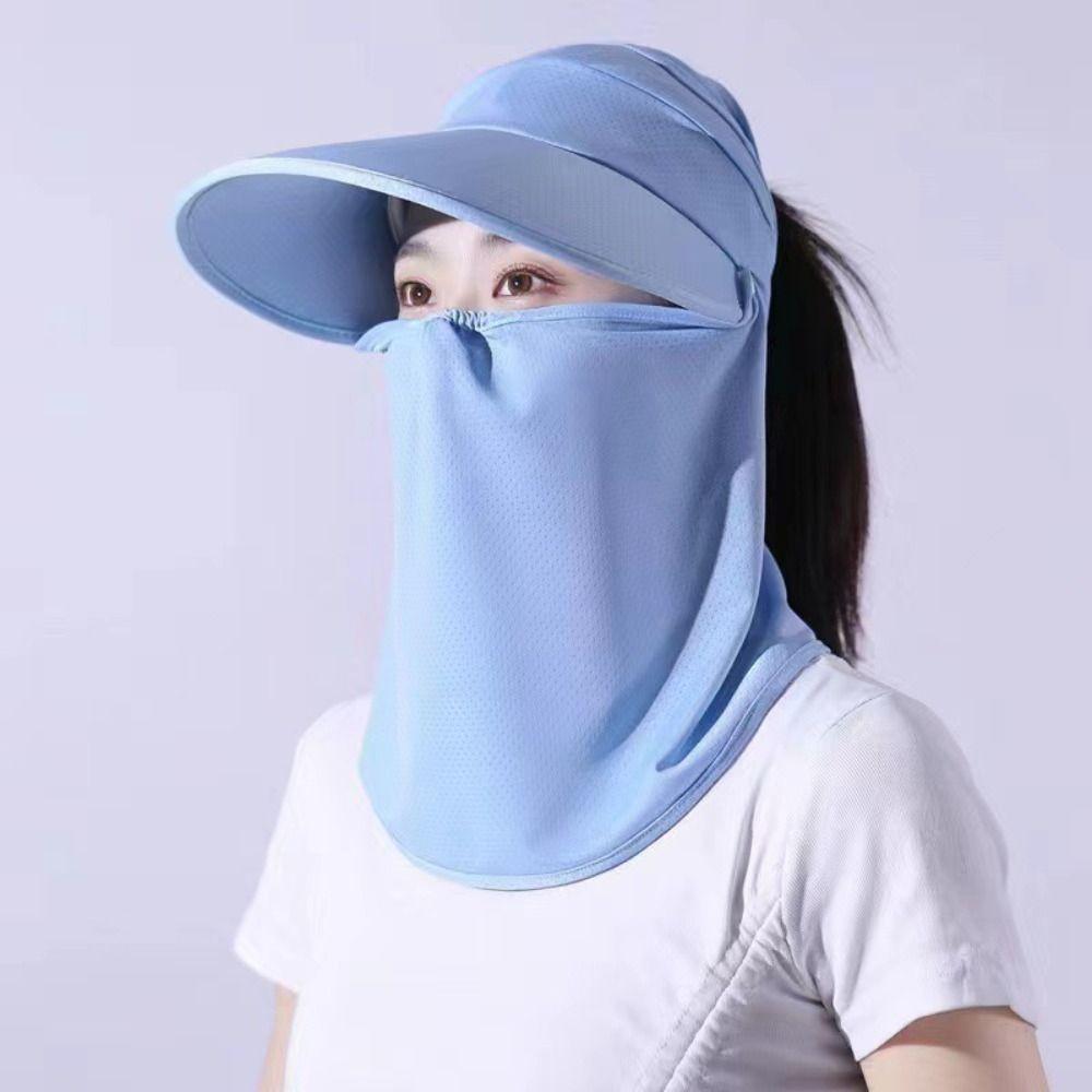 Face Protection Women Sun Hat Wide Brim Face Cover  Hat Breathable Empty Top Hat  Women