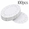 50/100 Stück Platzdeckchen Papierdeckchen Spitze Rand Cupcake-Unterlage für Frittiertes Dessert Party Hochzeit Tischdekoration Küchenbackutensilien