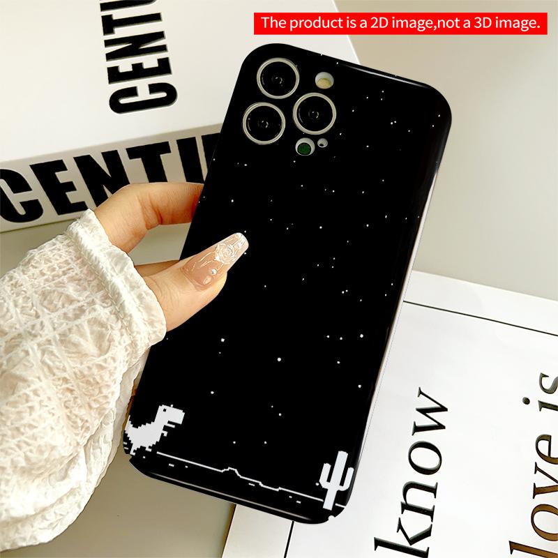 2DFlat "Pixelated Dinosaur Night Sky Case" All inclusive film hard iPhone case, compatible with iPhone 18 Pro Max 17 16 15 14 13 12 11