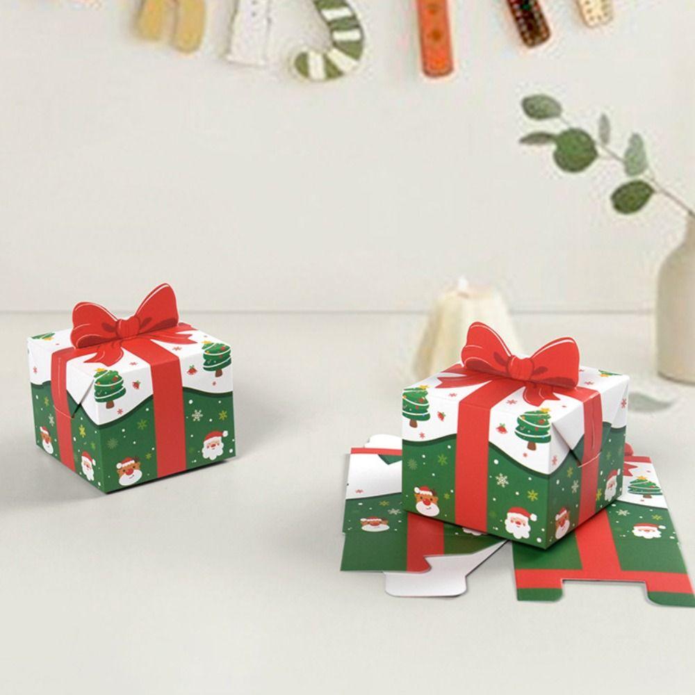 10Pcs 3D Bowknot Mini Christmas Packaging Box Funny Xmas Supplies  Gift Packaging