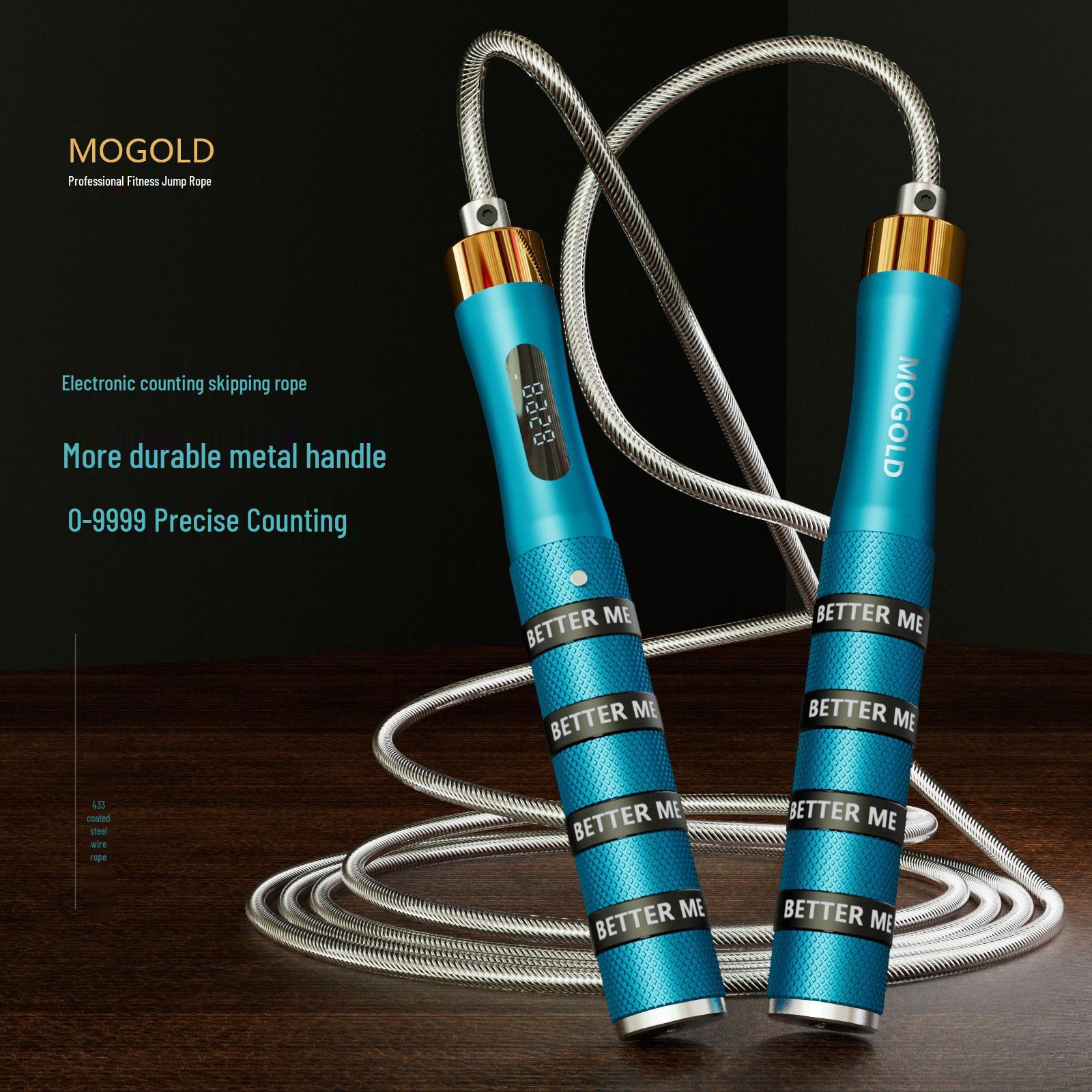 

MOGOLD Умная Bluetooth скакалка с подсчетом и четырьмя силиконовыми кольцами