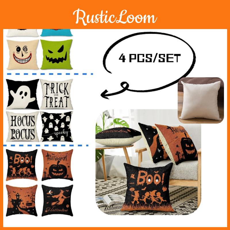 Hochwertige Temu Halloween Leinen Kissenhülle Lustiges Geistergesicht Design für Zuhause und Auto