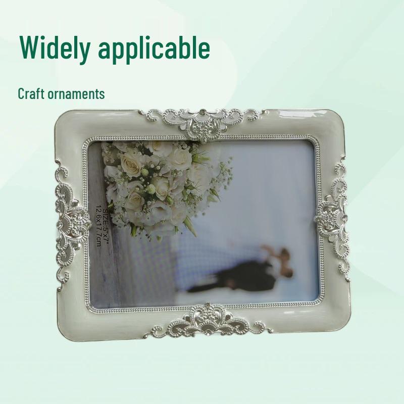 European Zinc Alloy Luxury Pearl Inlaid Photo Frame - Electroplated & Polished Carved Decoration.