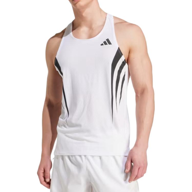 Adidas Comfortable Fashionable Versatile Slim Fit Sweat Absorbing Moisture Wicking Pullover Tank Top Men Tops White JP1489