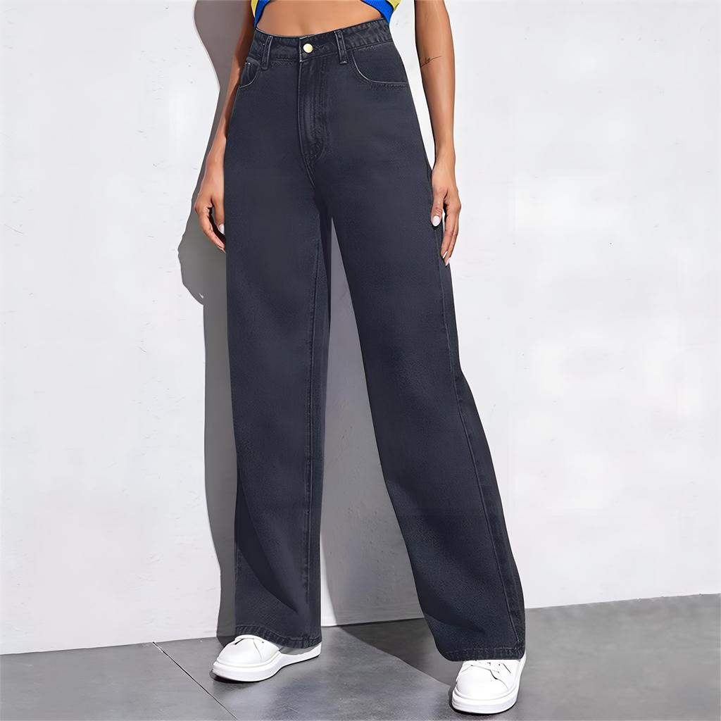 

Женские модные прямые повседневные универсальные винтажные драпированные джинсы прямого кроя с высокой посадкой и зауженные XS