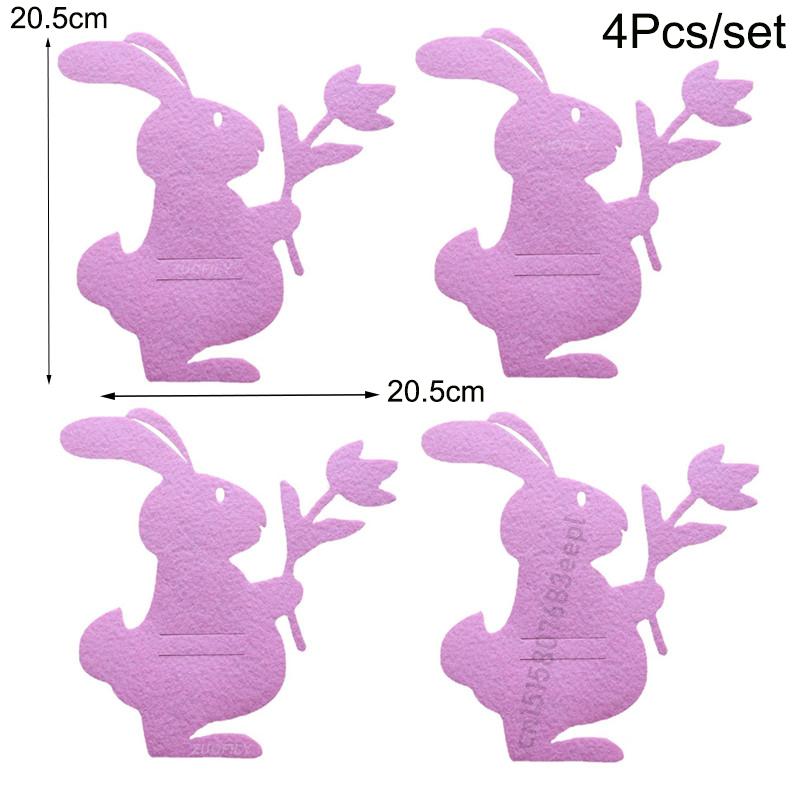 Easter Bunny Knife and Fork Holder 4Pcs/set Easter Eggs Rabbit Cutlery Bags Tableware Organizer Table Decorations Party Supplies