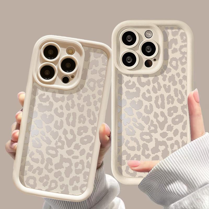 Full screen white leopard print for iPhone17ProMax mobile phone case 14 Apple 13Pro matte 12/15 premium