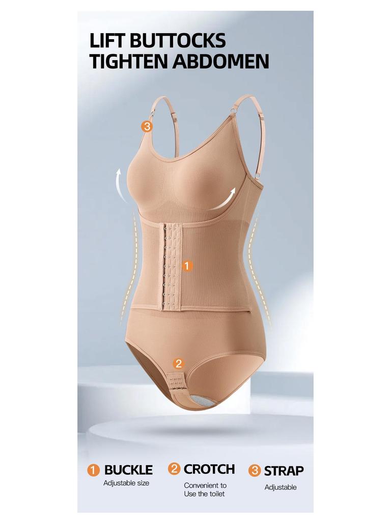Strappy Shaping Bodysuit with Breast Pads - Bust Support, Tummy Control, Hip Lift, Double-breasted, Triangle Open Crotch Design.