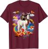 Bradipo che cavalca un lama nella Galassia della Pizza Taco Maglietta Grafica Divertente Casual Unisex Maglietta da Viaggio
