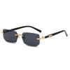 Ochelari de soare la modă pentru bărbați, stil nou european și american de afaceri, fără rame, cu ornamente metalice, ochelari de soare de personalitate pentru femei, în culori jeleu.