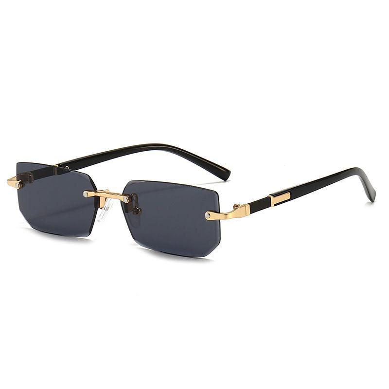 Ochelari de soare la modă pentru bărbați, stil nou european și american de afaceri, fără rame, cu ornamente metalice, ochelari de soare de personalitate pentru femei, în culori jeleu.