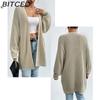 BITCED Autumn/Winter Oversized Mid-Length Cardigan Knitwear V-Neck Solid Colour Knit Top
