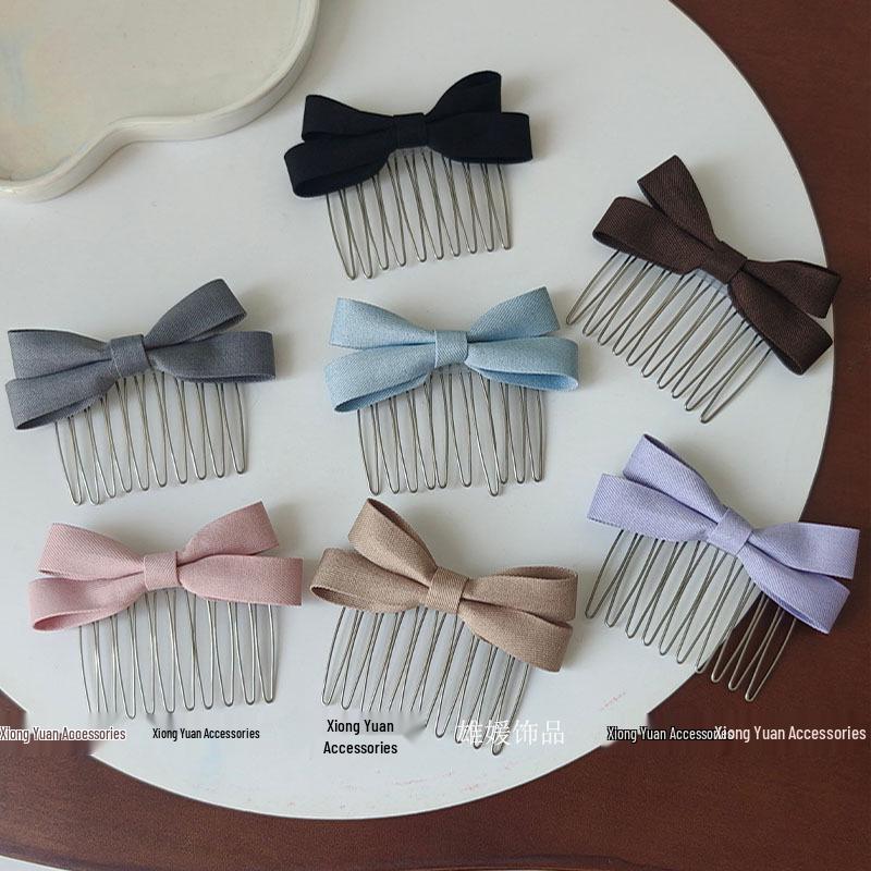 Korean Style Sweet Bow Bangs Clip Hair Comb – Elegant Fabric Hair Accessory for Women