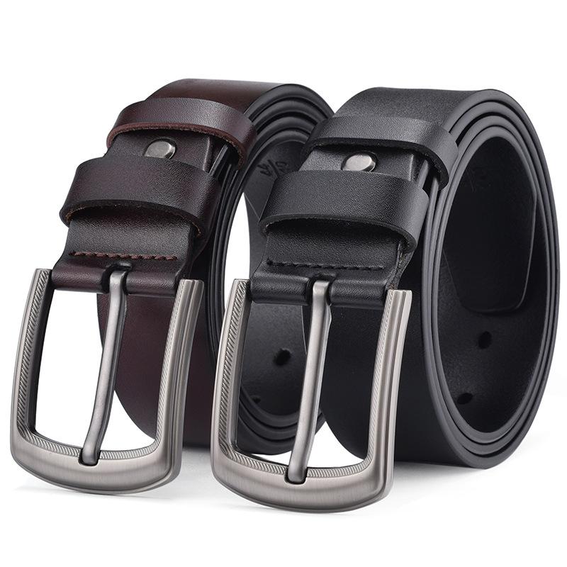 Men'S Pin Buckle Leather Belt Cowhide Belt Printable Belt
