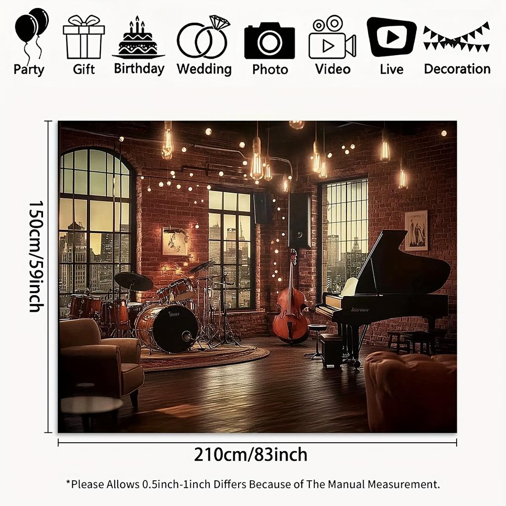 1 PC photography background banner nylon 2D flat surface indoor musical scene warm light theme background cloth