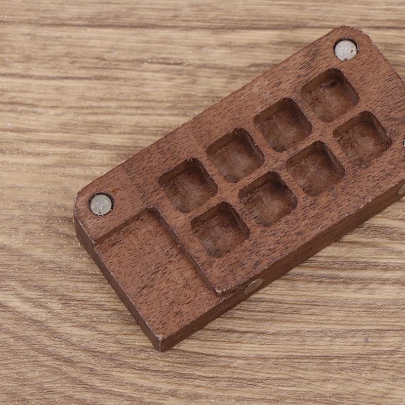 Tragbare Aquarellpalette, Farbkasten, handgefertigt, leere Box, Mini-Palette aus schwarzem Walnussholz, Acrylfarbe, tragbare Aquarellpalette