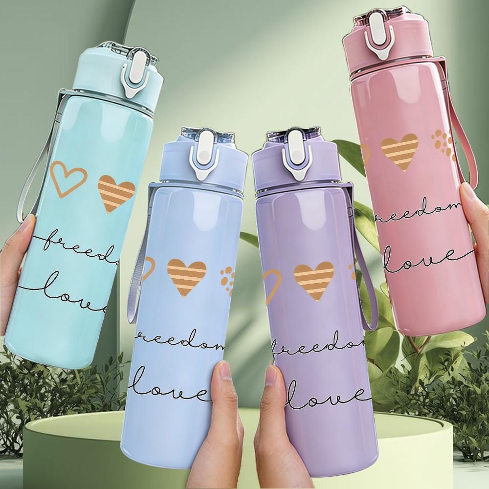 1PC Heart Need Love Quote 750ml Color Plastic Sports Water Bottle Leakproof Flip Straw Lid Suitable for Sports Office Home Use