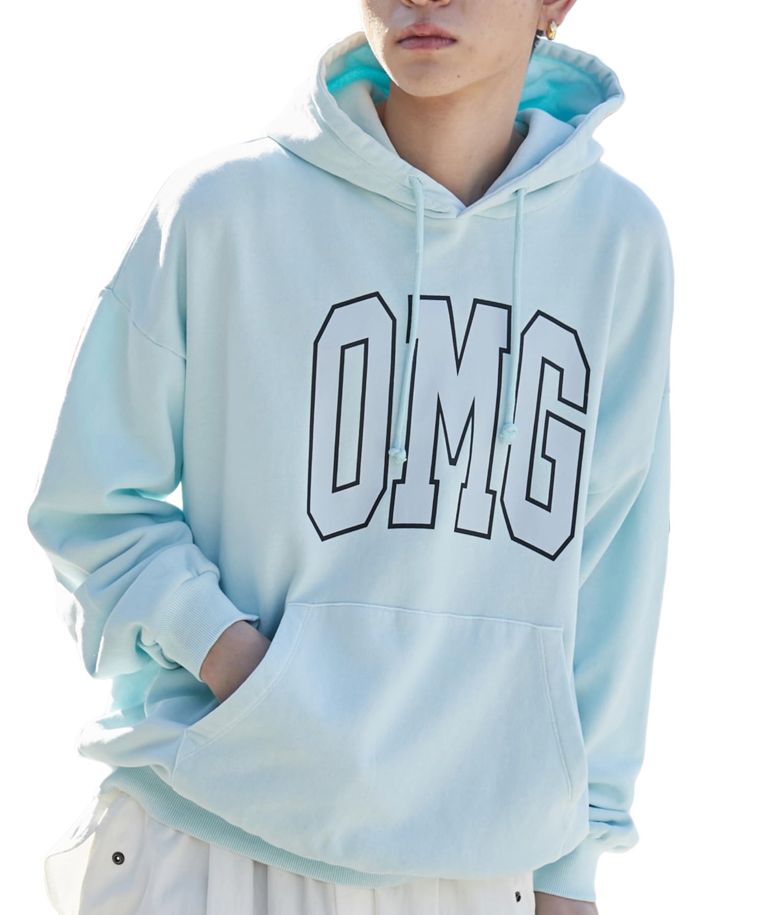 

WEGO Pigment OMG Pastel Casual Size Sax Men s Hoodie, Unisex, Hoodie, Sweatshirt, Spring/Autumn/Winter Streetwear, Gift, M,