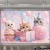 1Pcs Three Playful Kittens Cake Balloons Decoration Background Birthday Backdrop Decorations For Photo Studio Photo Booth Party