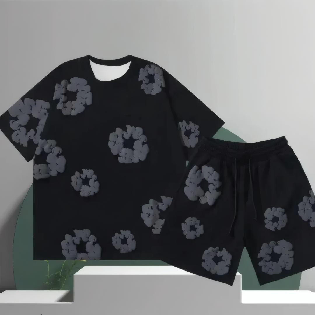Hit Casual and Fashionable Men s Set Daily Floral Printed Pattern Polyester Men s Wear S
