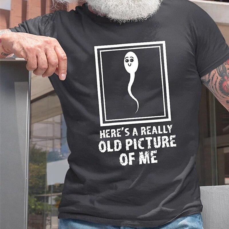 Funny Men s Graphic T-Shirt - Here s A Really Old Picture Of Me Sperm Cell Humor Tee S