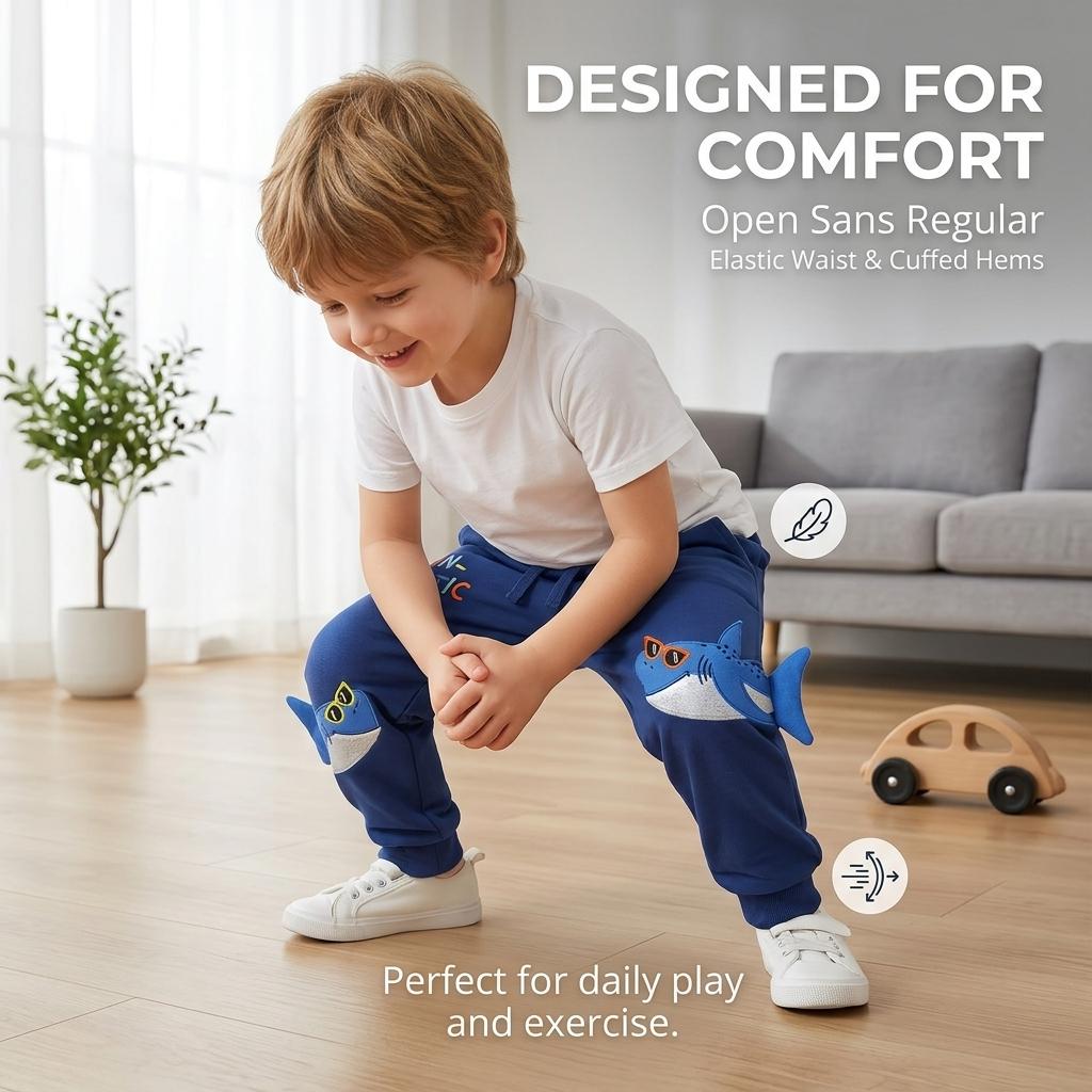 Autumn New Boys' Pants With Cartoon Three-Dimensional Shark Embroidery Jogger Sweatpants Children'S Sweatshirt And Long Pants