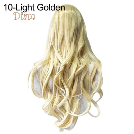 Perruque Cosplay 28 Pouces 70cm Blanc Longues Bouclées Ondulées - Cheveux Synthétiques Naturels Pour Femmes Et Filles