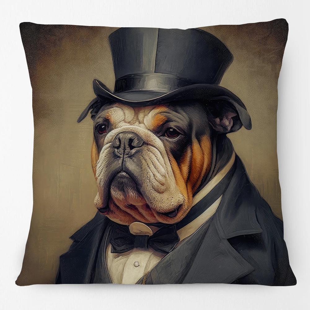 Victorian Bulldog Dachshund Dog Cushion Cover Vintage Highland Cow Stag Elephant Horse Camel Donkey Poster Pillow Case