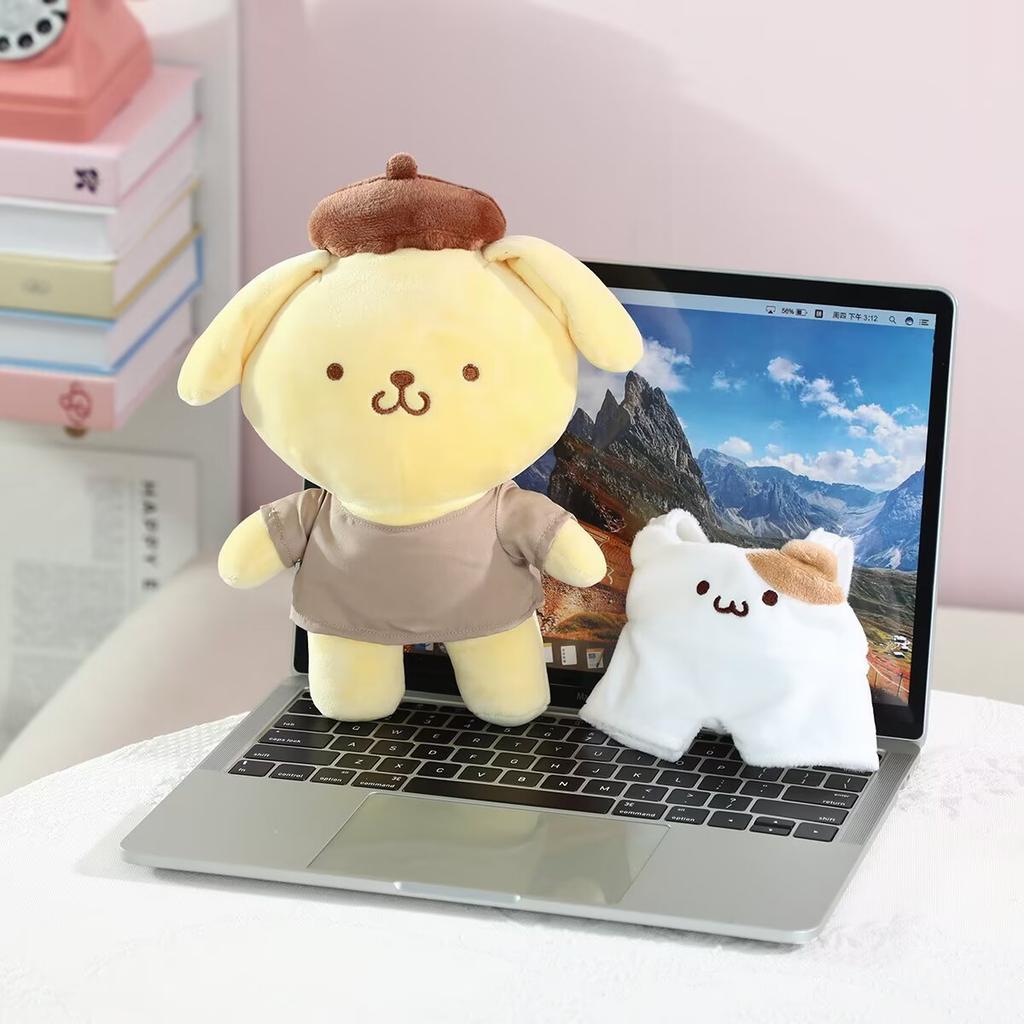 25cm Kawaii Pom Pom Purin Plüschtiere mit Kleidung Japanischer Stil Hund Sammelpuppe Kuscheltier Weihnachtsgeschenke Mädchen
