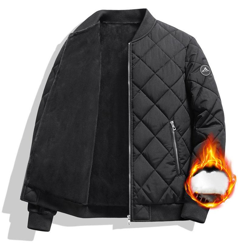 

Осенние стеганые куртки мужские повседневные куртки уличная одежда однотонные ромбовидные теплые пальто мужские бейсбольные воротники бомберы XS чёрный